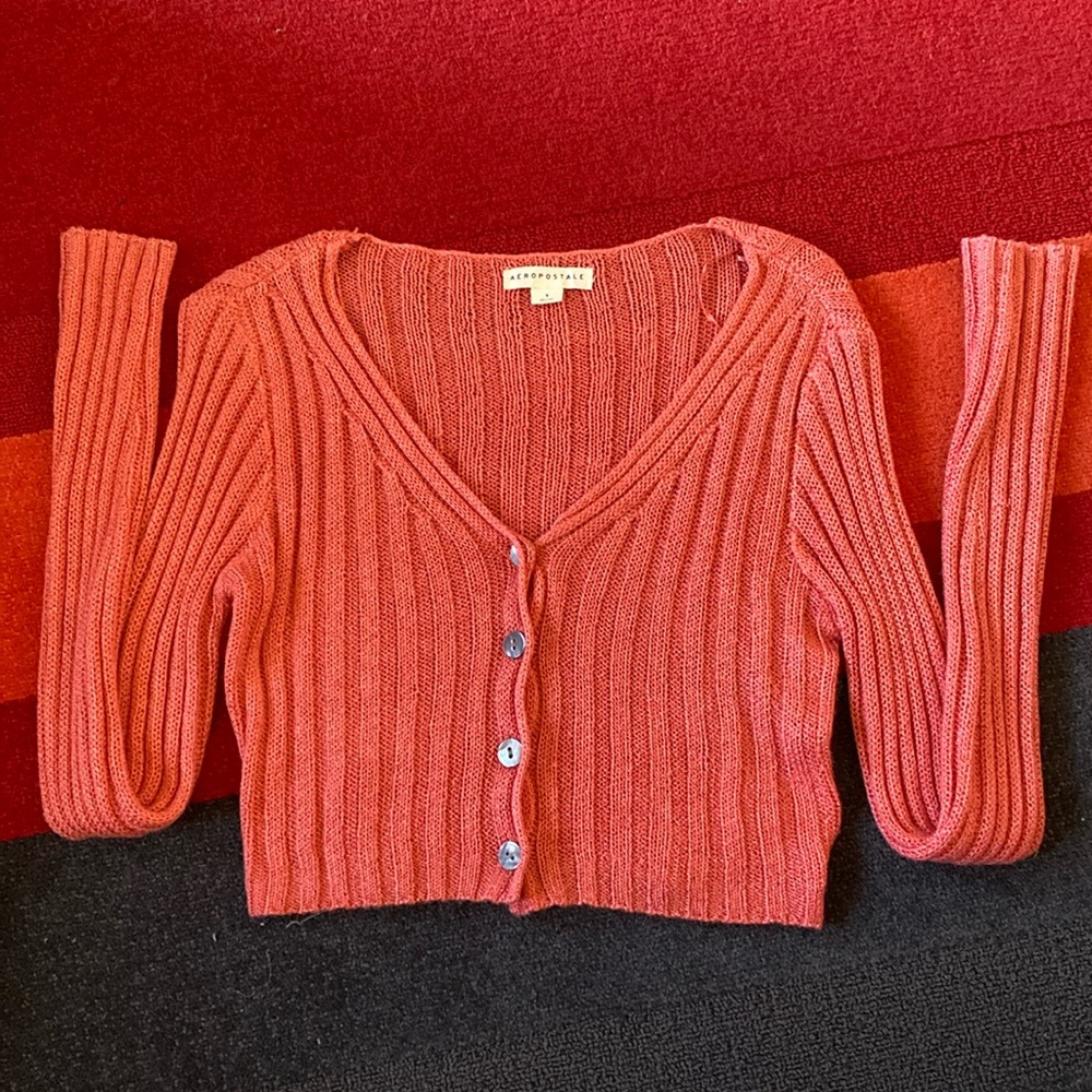 Aeropostale coral crop sweater